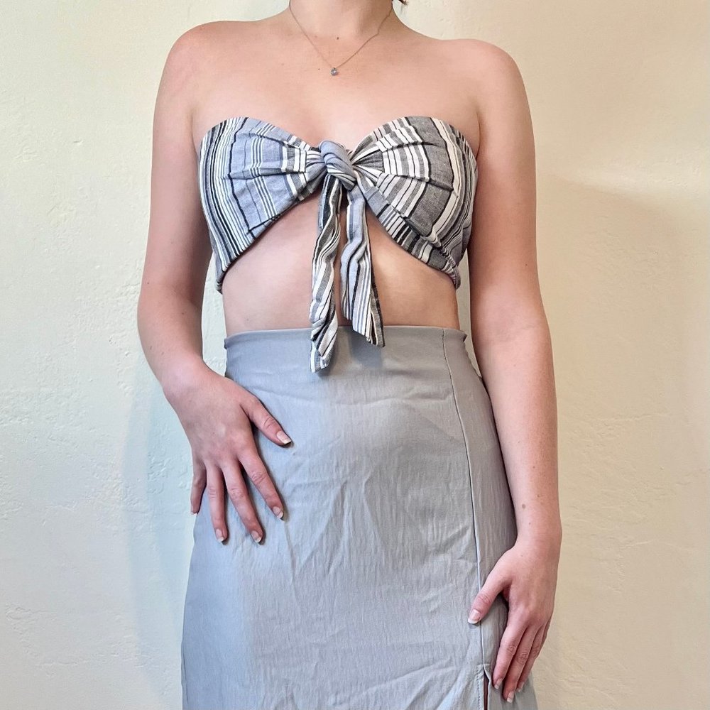 Strapless Tie Front Tube Top